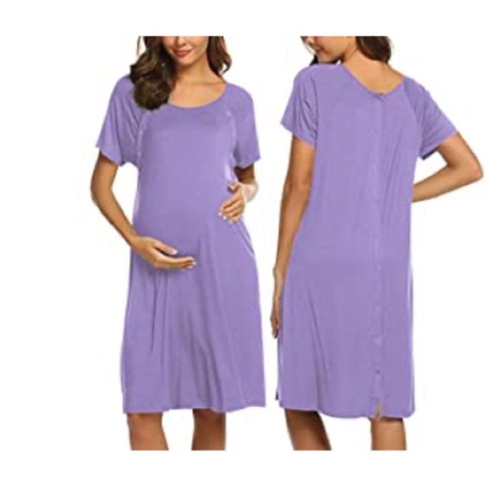 Women’s Nursing/Delivery/Labor/Hospital Short Sleeve Maternity Nightgown
